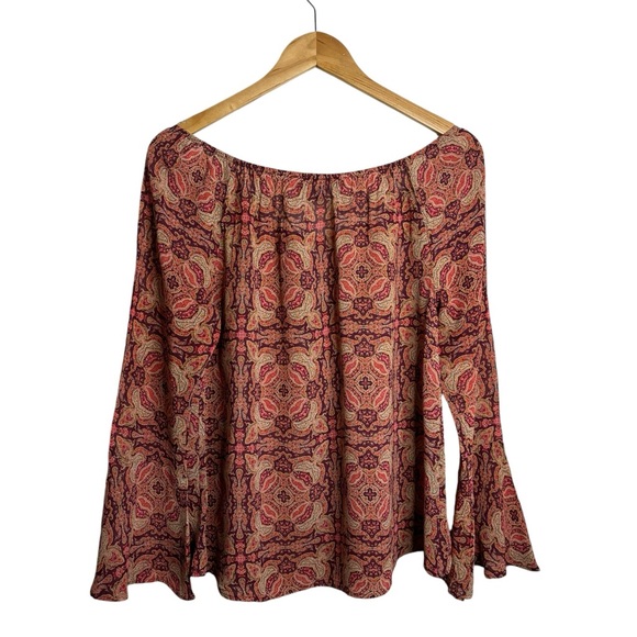 SANCTUARY LYRIC BELL SLEEVE SUNSET BOHO TIE NECK MEDALLION TOP S - Picture 6 of 8